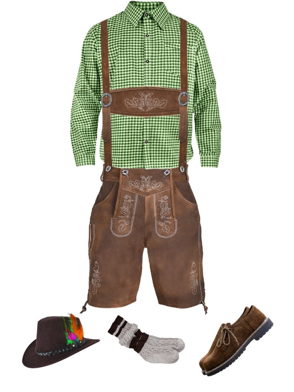 Men's Oktoberfest Outfit Set Lederhosen Bavarian German Costume